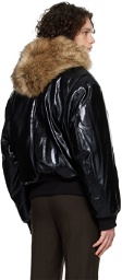 System Black Detachable Faux-Leather Jacket