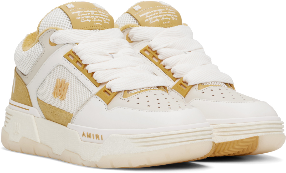 新作!! 爆カッコイイ！！AMIRI スニーカー white×gold Amiri Skeleton Low Top Sneaker in White & Gold | FWRD