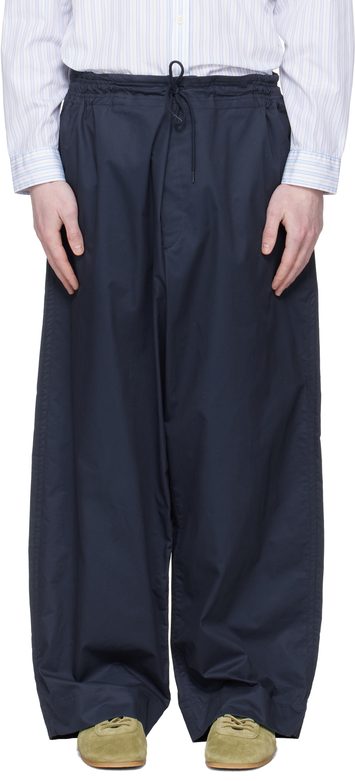 スーツ HED MAYNER woven trousers Hed Mayner Navy Wool Oversized Trousers Hed Mayner