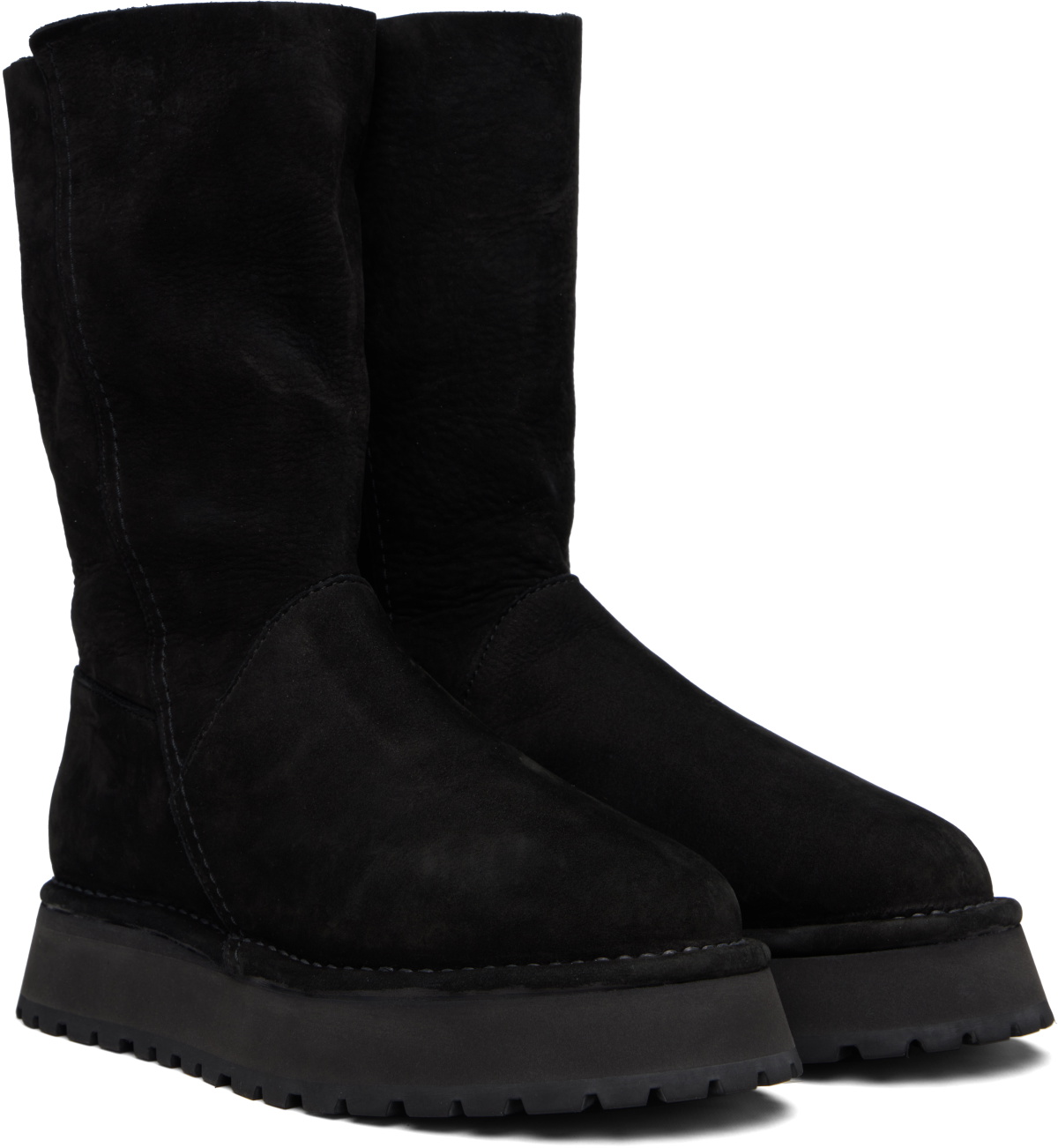 Y's Black Nubuck Leather Slip-On Boots