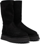 Y's Black Nubuck Leather Slip-On Boots