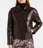 Self-Portrait Cropped leather jacket