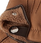 Brunello Cucinelli - Shearling-Lined Leather Gloves - Brown