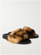 Vetements - Shearling and Rubber Slides - Brown