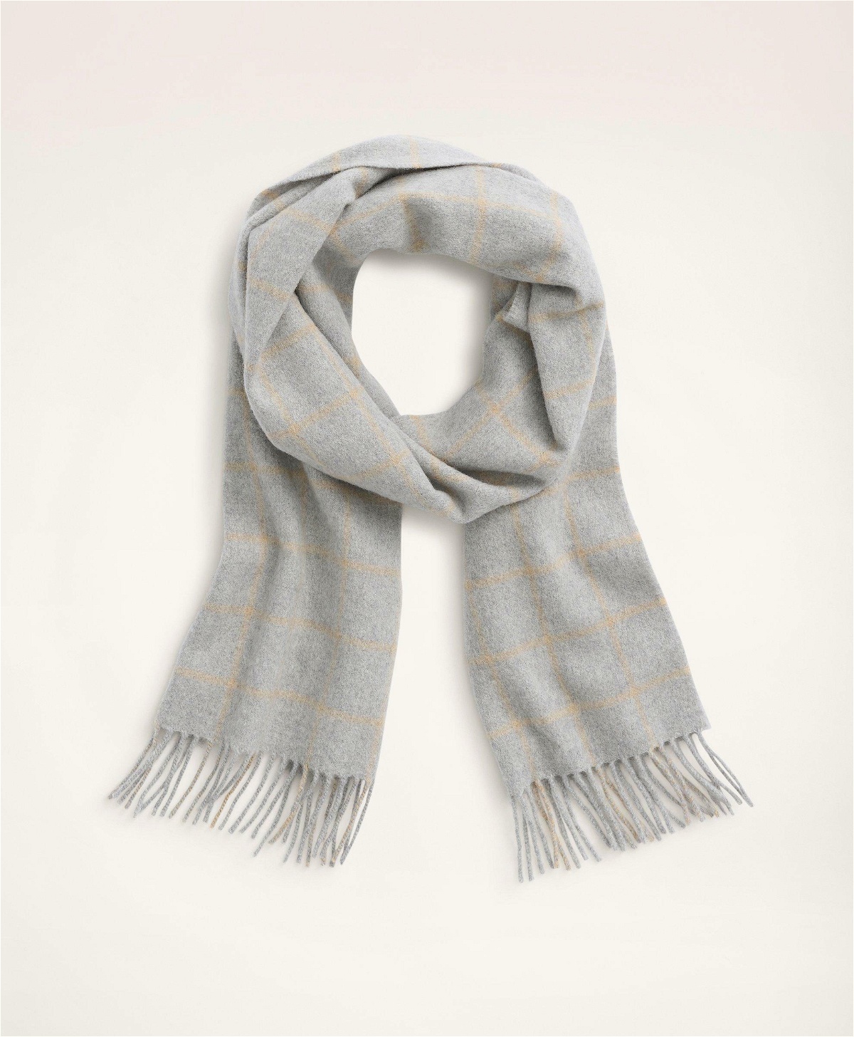 Photo: Brooks Brothers Men's Lambswool Fringed Scarf | Grey/Tan