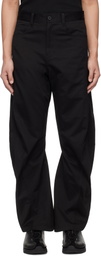 lesugiatelier Black Curved Silhouette Trousers