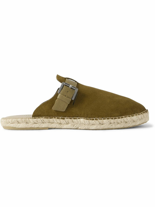 Photo: Frescobol Carioca - Valente Leather-Trimmed Suede Clogs - Green