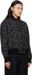 Balmain Black Printed 'Balmain' Label Bomber Jacket
