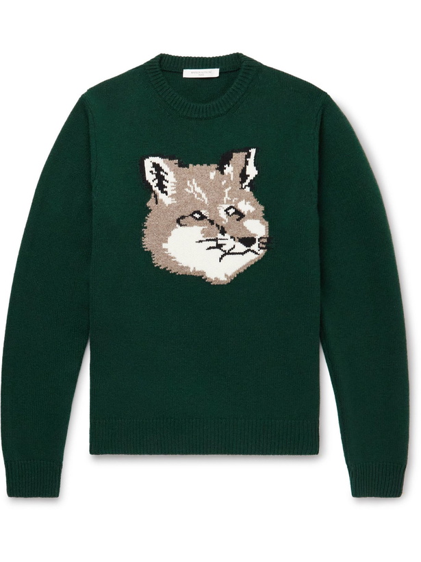 Photo: Maison Kitsuné - Intarsia Wool Sweater - Green