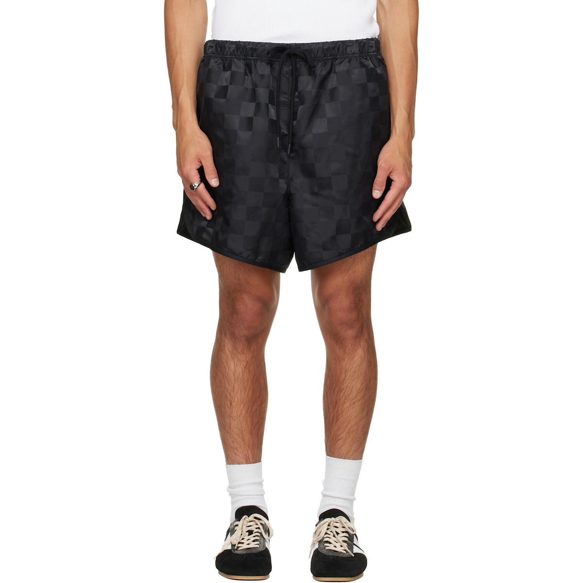 Fear of God ESSENTIALS Black Checkered Gym Shorts