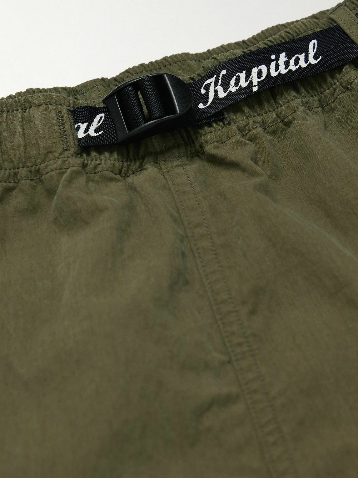 KAPITAL - Cotton and Nylon-Blend Ripstop Drawstring Cargo Shorts - Green