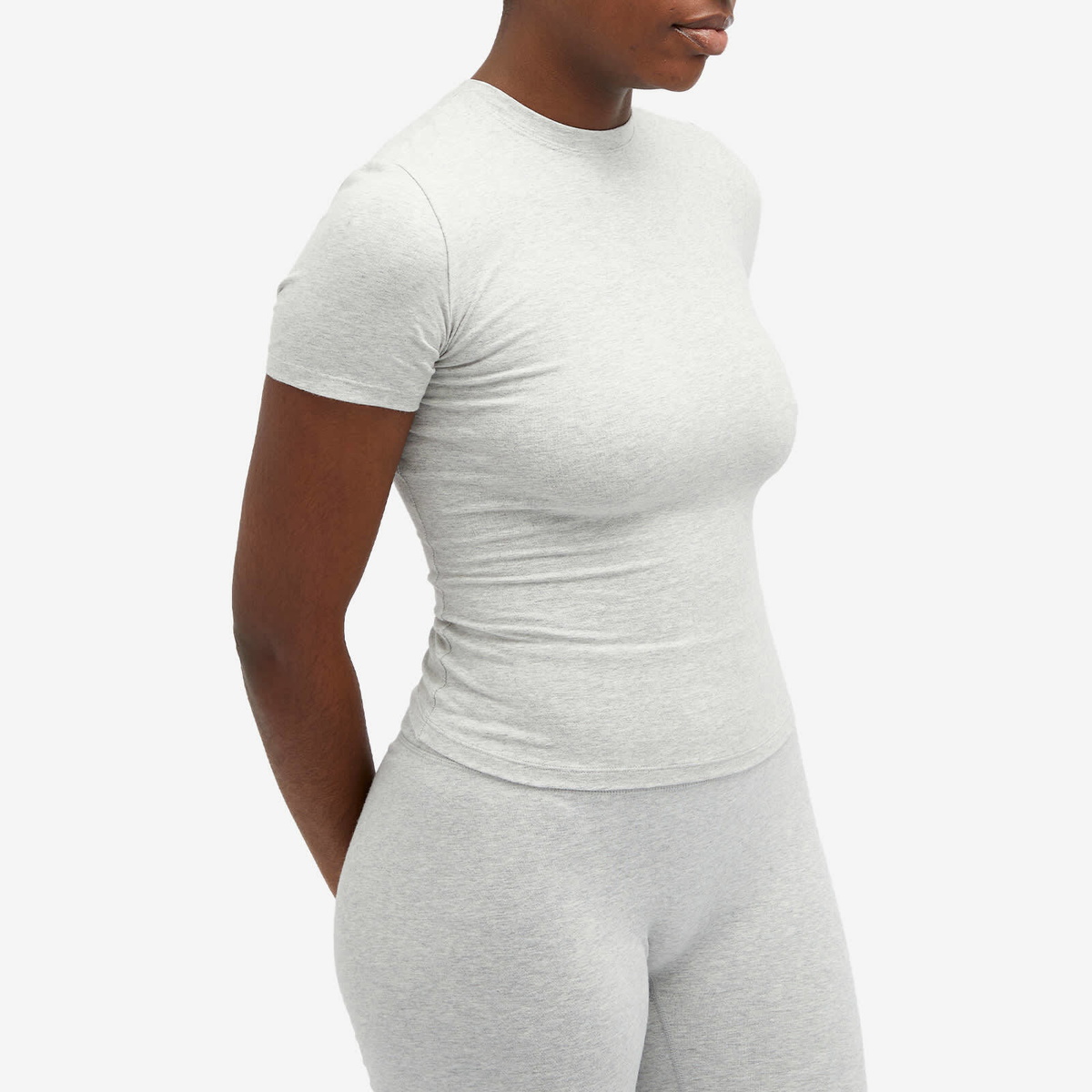 Adanola Women's Short Sleeve Top in Grey Melange