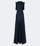 Erdem Draped embellished satin cady gown