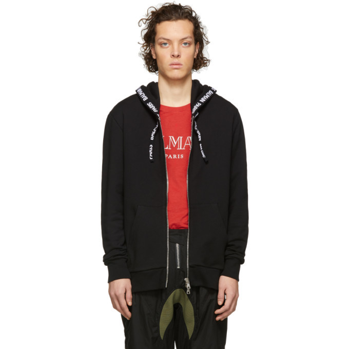 Photo: Balmain Black Logo Zip Hoodie