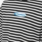 Flagstuff Men's Long Sleeve Border Stripe Logo T-Shirt in Black
