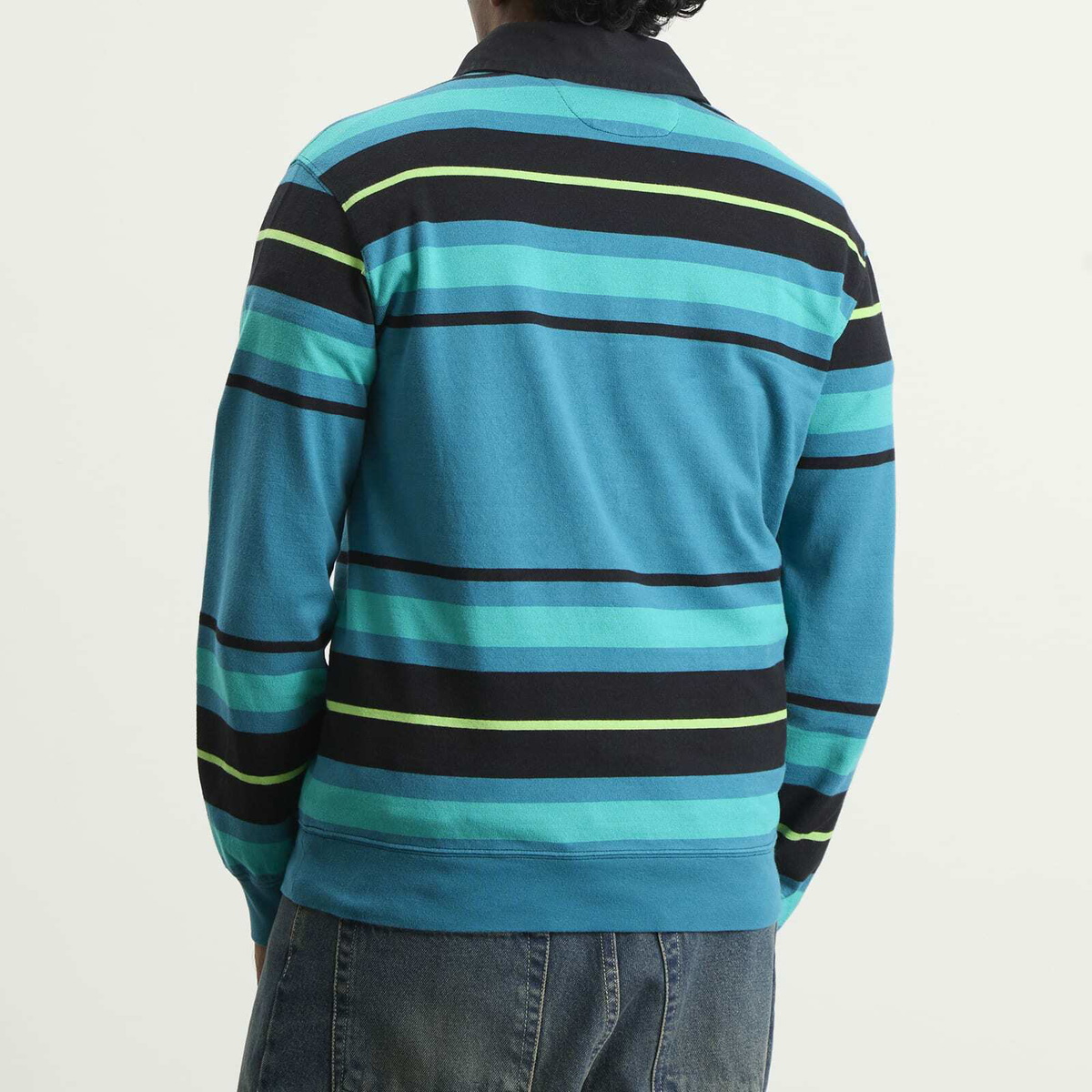 No Problemo Men's Striped Rugby Shirt in Aqua