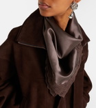Magda Butrym Lace-trimmed silk satin scarf