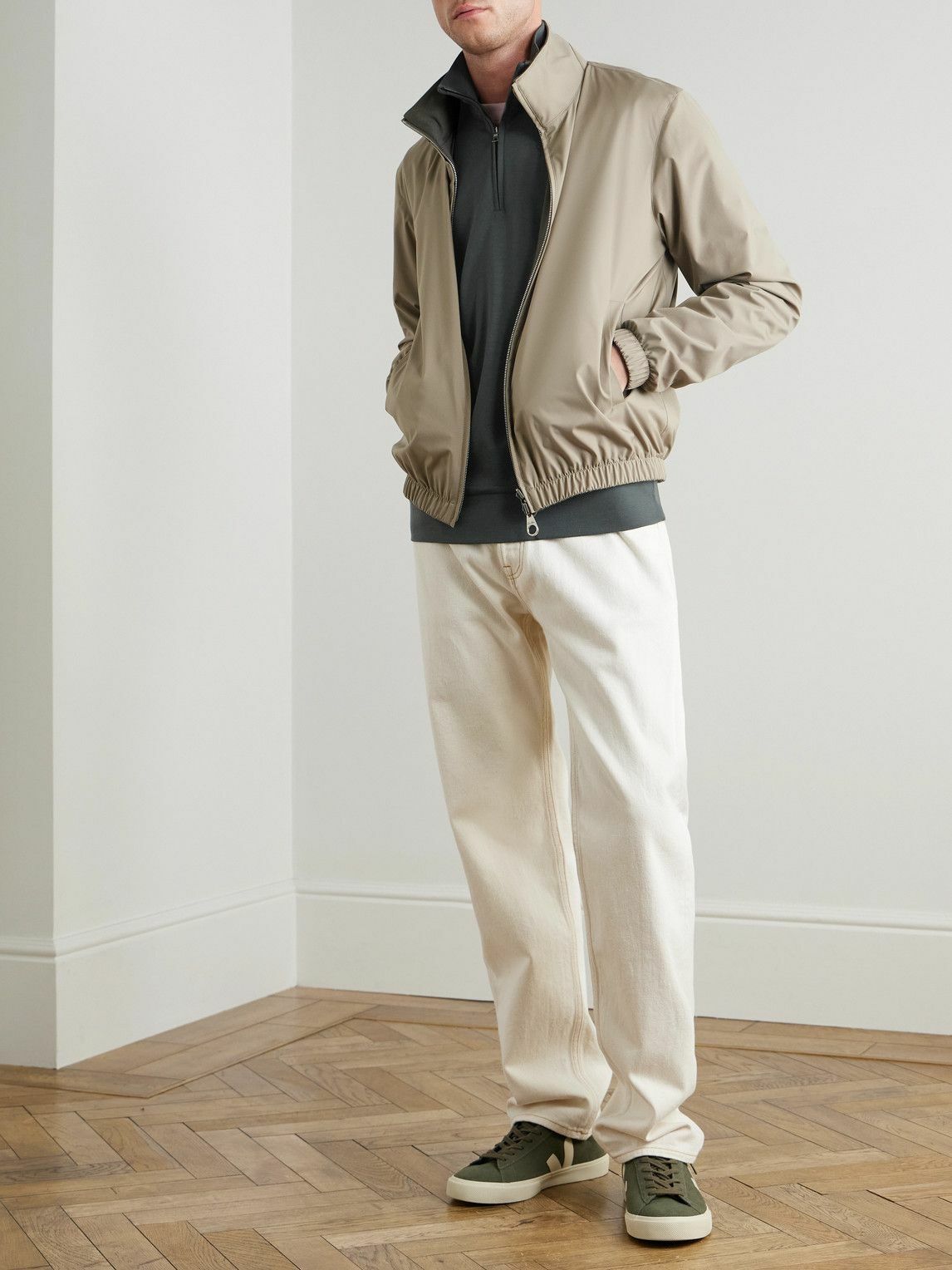 Orlebar Brown - Isar Merino Wool-Jersey Half-Zip Sweatshirt - Green