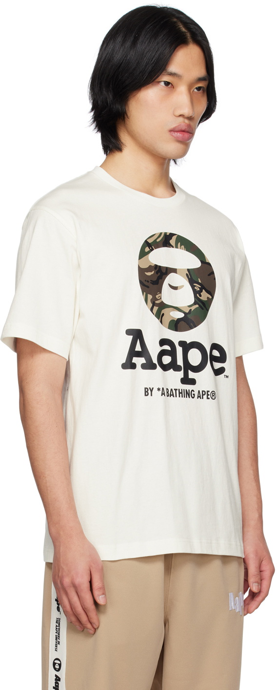 AAPE by A Bathing Ape White MoonFace Camo T-Shirt AAPE by A Bathing Ape