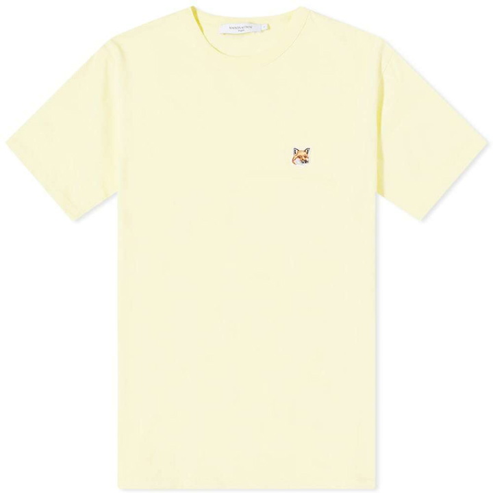 Photo: Maison Kitsuné Men's Fox Head Patch T-Shirt in Light Yellow