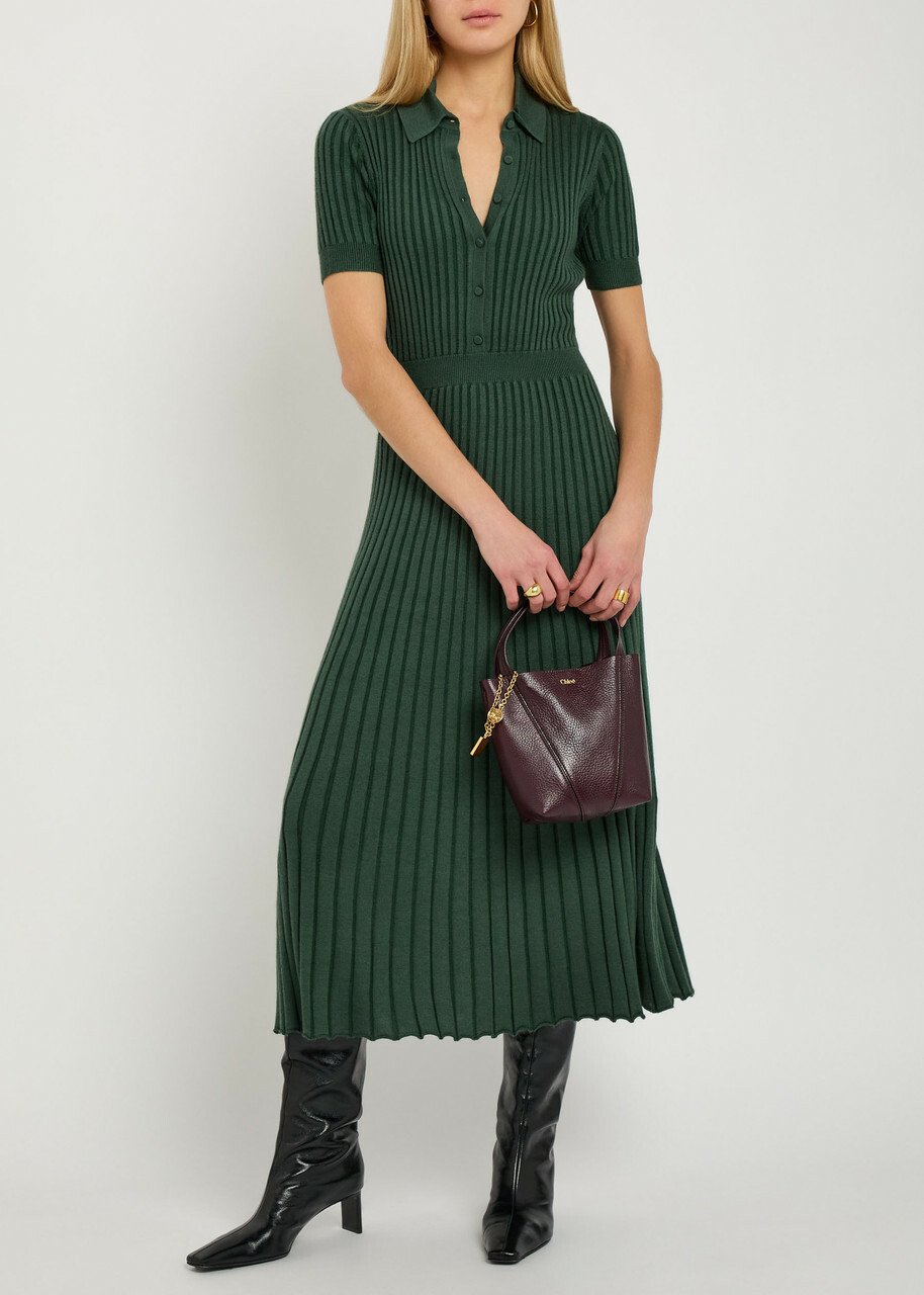 Gabriela Hearst Amor Ribbed Cashmere-blend Midi Shirt Dress Green