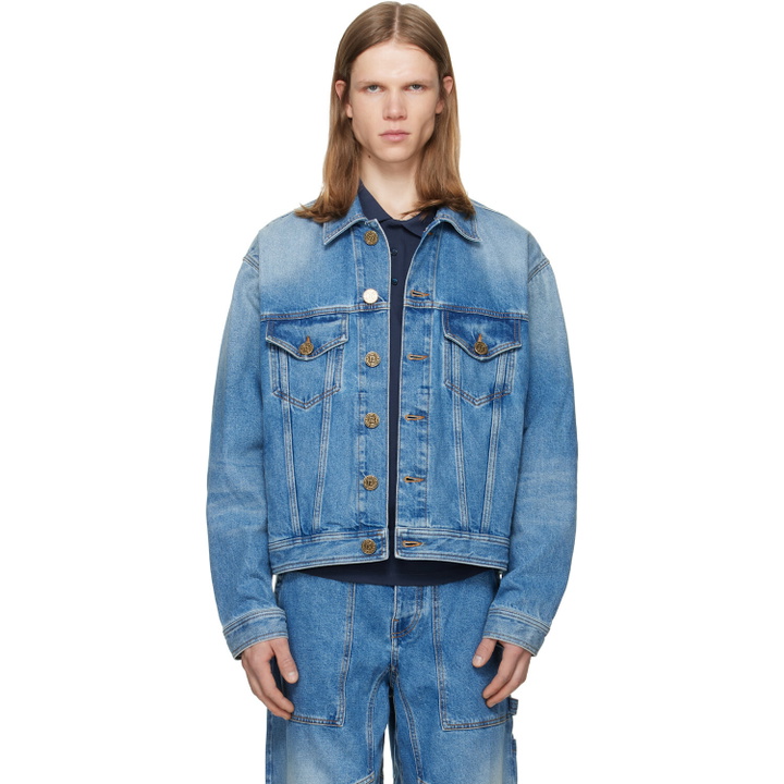 Photo: BALMAIN Blue Faded Denim Jacket