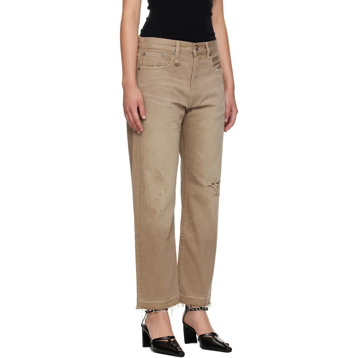 R13 Tan Boyfriend Jeans