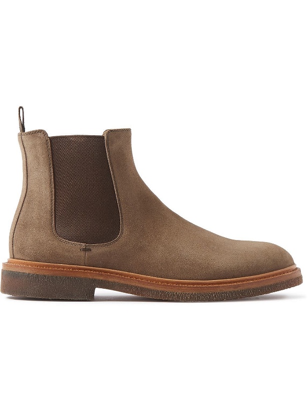Photo: Brunello Cucinelli - Waxed-Suede Chelsea Boots - Brown