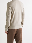 ERMENEGILDO ZEGNA - Herringbone Silk and Wool-Blend Polo Shirt - Neutrals