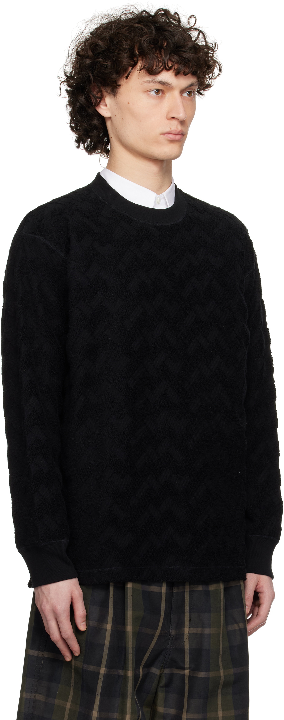 Comme des Garçons Homme Black Pilled Jacquard Check Pattern Sweatshirt