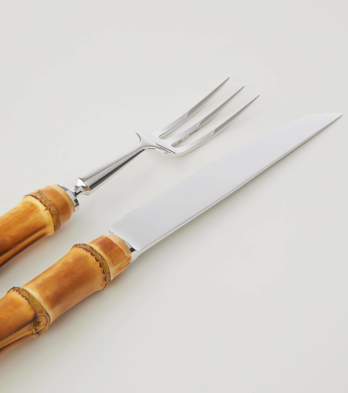 Lorenzi Milano Bamboo and stainless steel carving set