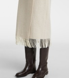 Polo Ralph Lauren Fringed herringbone wool-blend wrap skirt