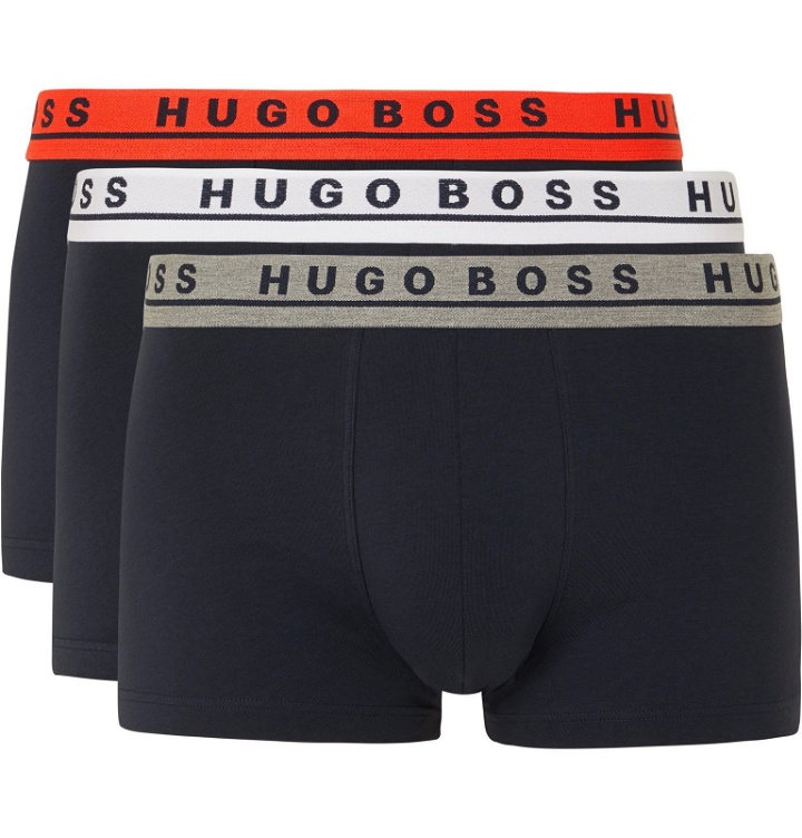 Photo: Hugo Boss - Three-Pack Stretch-Cotton Jersey Boxer Briefs - Blue