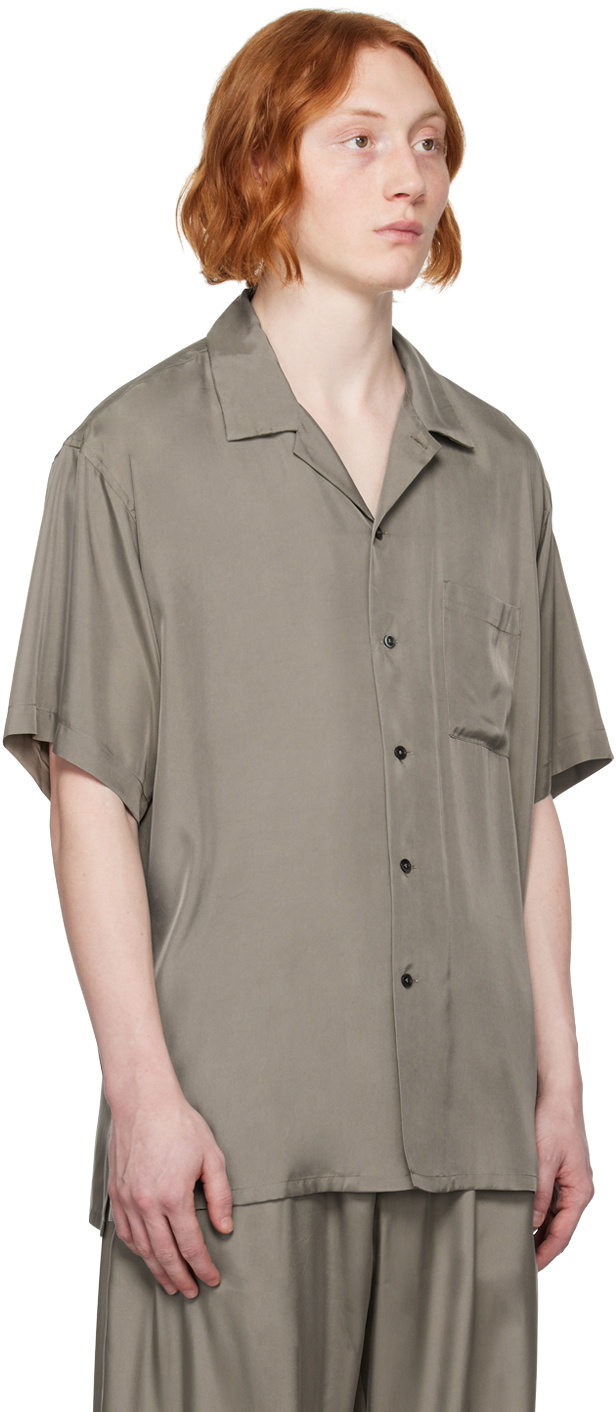 stein Khaki Oversized Open Collar Shirt