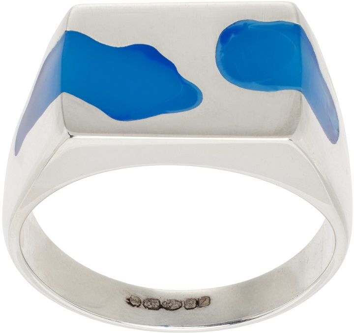Photo: Ellie Mercer SSENSE Exclusive Silver & Blue Two Piece Ring