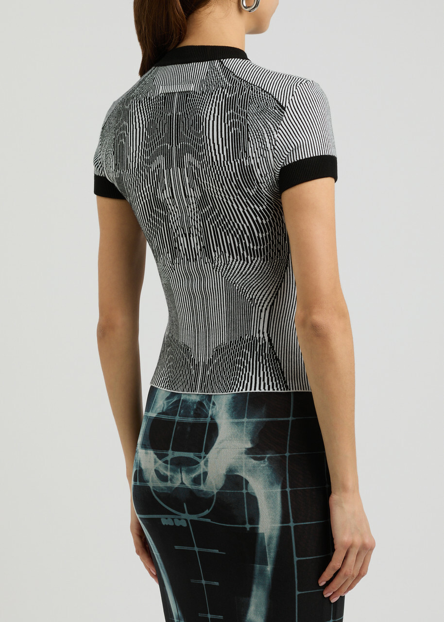 Jean Paul Gaultier Patterned-intarsia Knitted top White And Black
