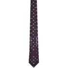 Gucci Navy and Red Interlocking G Apples Tie