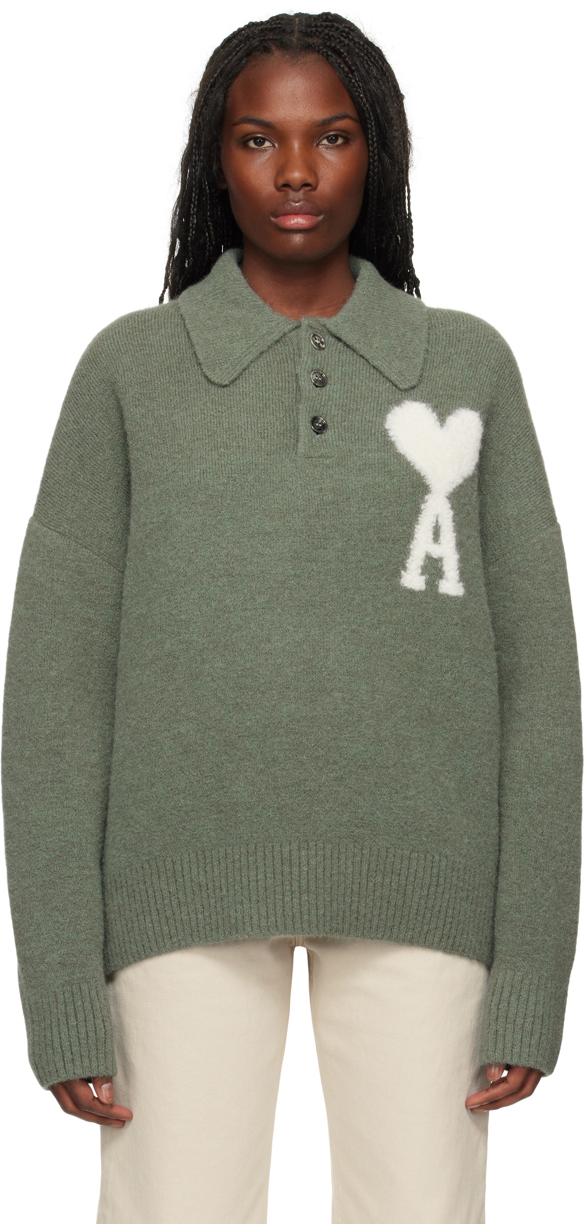 AMI Paris Green Ami de Coeur Polo AMI
