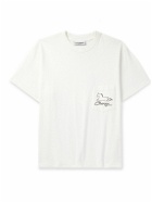 Cherry Los Angeles - Stardust Garment-Dyed Logo-Print Embroidered Cotton-Jersey T-Shirt - White