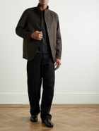 Zegna - Nehru-Collar Nubuck Jacket - Brown