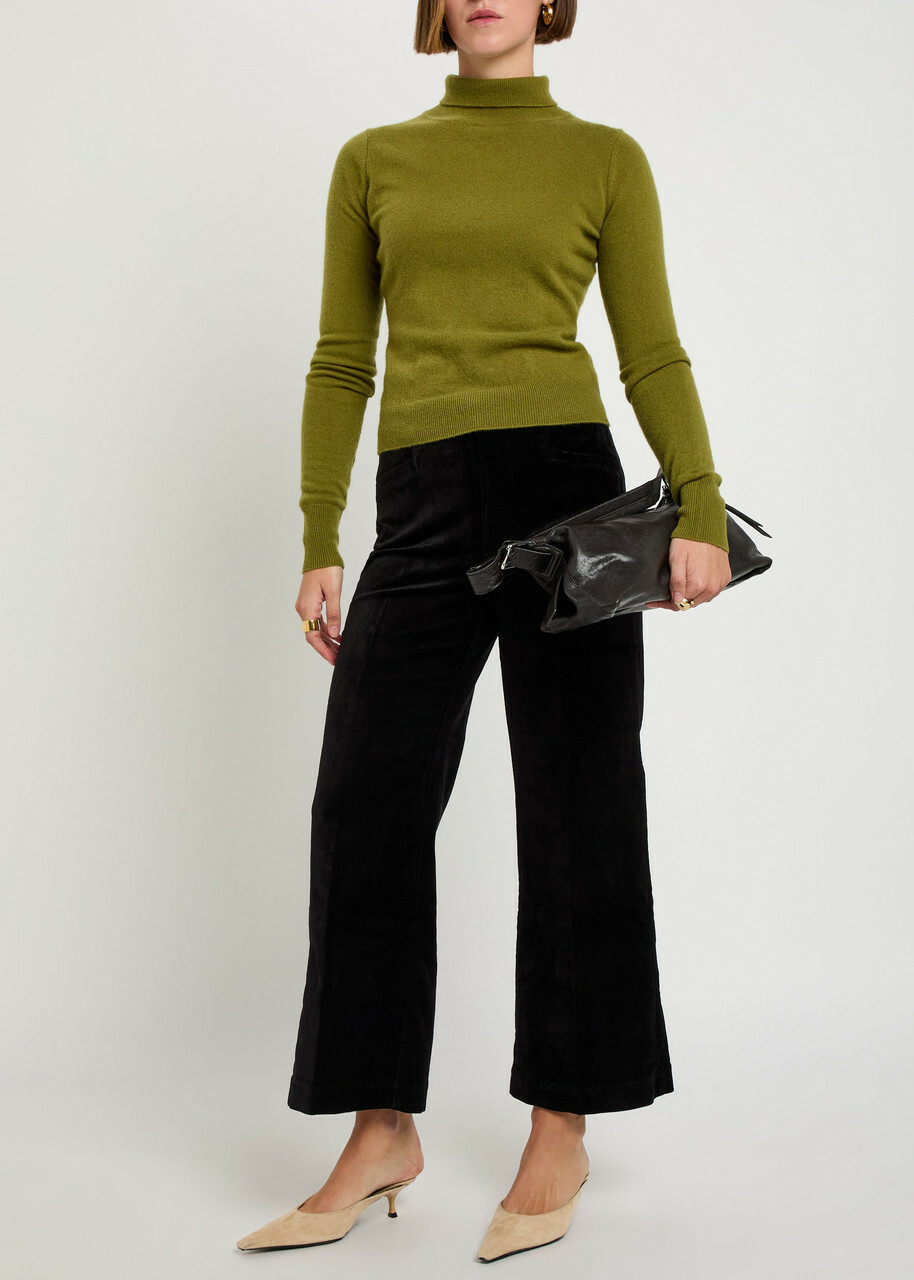Paige Anessa Wide-leg Velvet Trousers Black