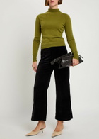 Paige Anessa Wide-leg Velvet Trousers Black