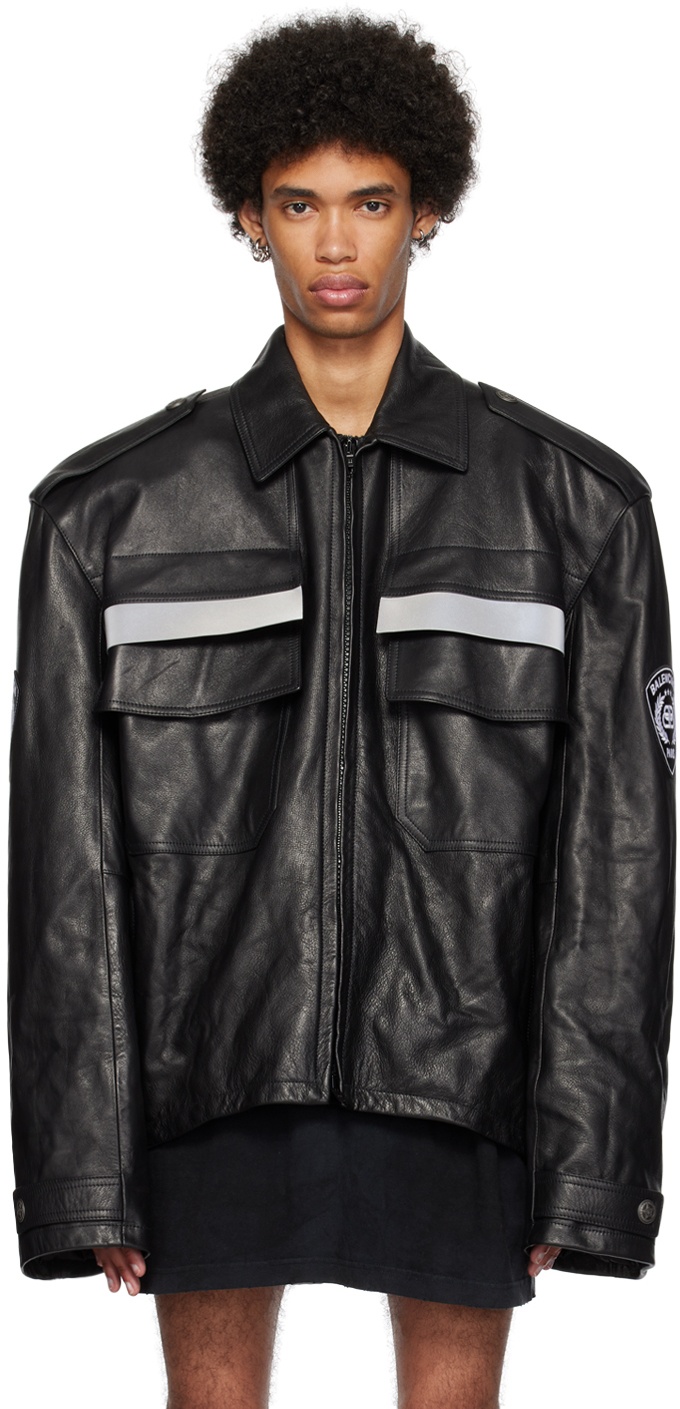 Balenciaga Black Paris Uniform Leather Jacket Balenciaga