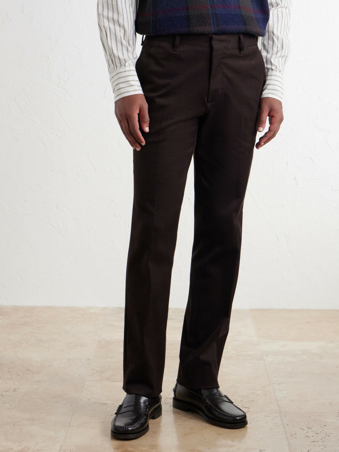 Mr P. - Straight-Leg Brushed Cotton-Blend Twill Suit Trousers - Brown