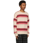 Marni Beige and Red Striped Long Sleeve T-Shirt