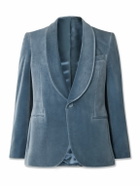 Mr P. - Slim-Fit Shawl-Collar Cotton-Velvet Tuxedo Jacket - Blue