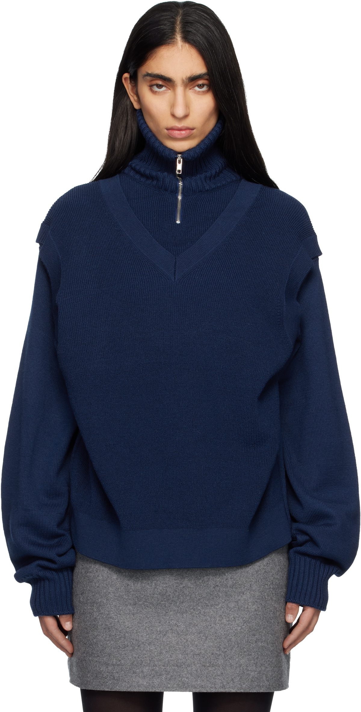 MARIE ADAM-LEENAERDT Navy 4-In One Sweater