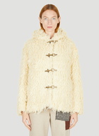 Faux Shearling Hooded Jacket in Cream