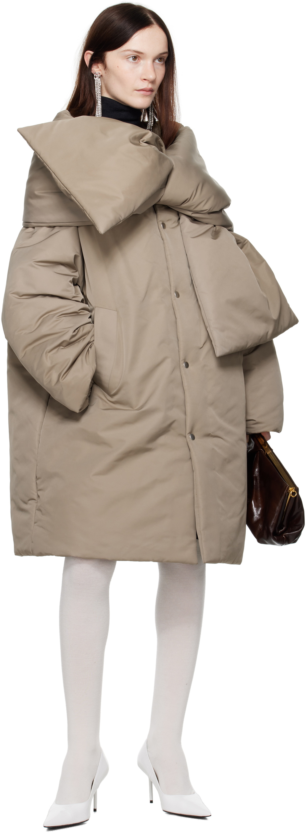 MARIE ADAM-LEENAERDT Gray Scarf Puffer Jacket