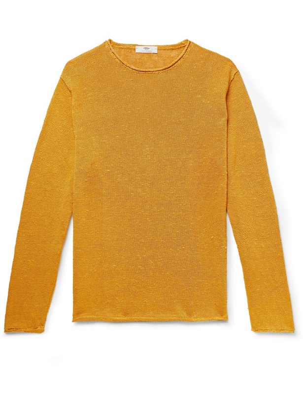 Photo: INIS MEÁIN - Slub Linen and Silk-Blend Sweater - Yellow